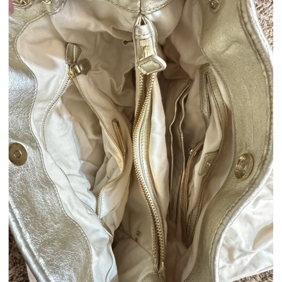 Tory Burch Thea Straw Tote With Chain And Metallic Leather Shoulder Strap Tassle - Picture 9 of 16